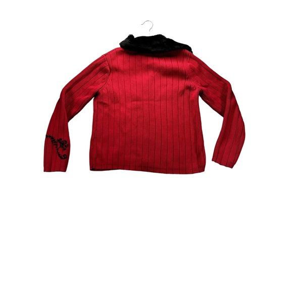 Hanna Anderson womans cable knit embroidered fur collar size medium - Picture 2 of 10